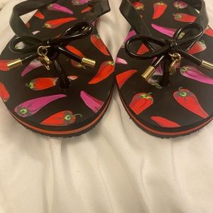 Kate spade Hot chili peppers flip flop- cute!! With bows!!